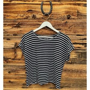 EILEEN FISHER | Striped Linen Rolled Sleeve Oversized Short Sleeve T-Shirt S